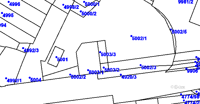 Parcela st. 5003/3 v KÚ Židenice, Katastrální mapa