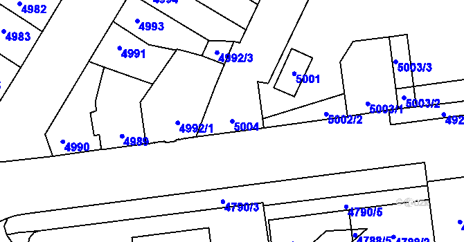 Parcela st. 5004 v KÚ Židenice, Katastrální mapa