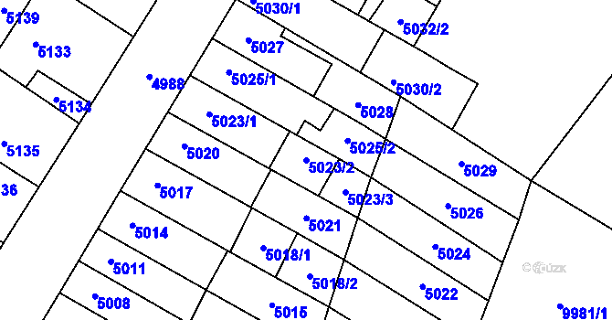 Parcela st. 5023/2 v KÚ Židenice, Katastrální mapa