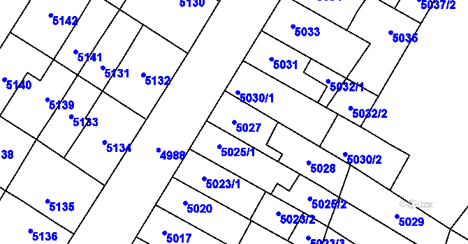 Parcela st. 5027 v KÚ Židenice, Katastrální mapa