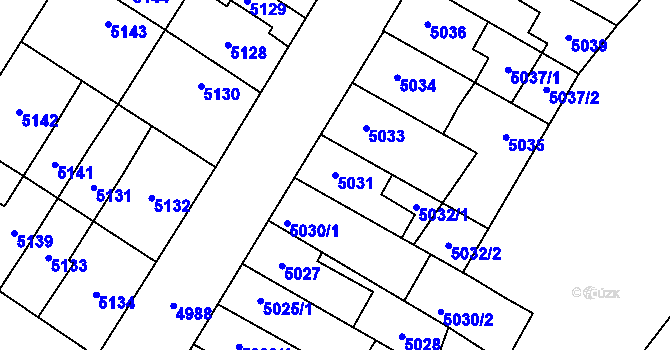 Parcela st. 5031 v KÚ Židenice, Katastrální mapa