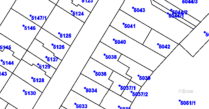 Parcela st. 5038 v KÚ Židenice, Katastrální mapa