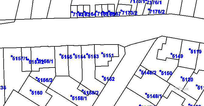 Parcela st. 5151 v KÚ Židenice, Katastrální mapa