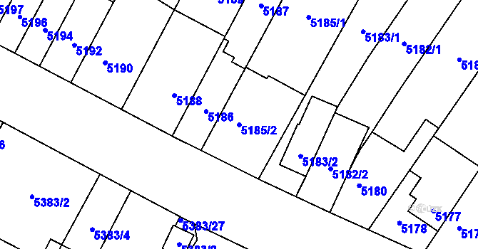 Parcela st. 5185/2 v KÚ Židenice, Katastrální mapa