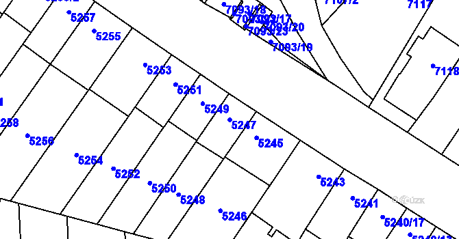 Parcela st. 5247 v KÚ Židenice, Katastrální mapa
