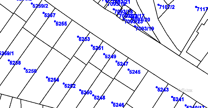 Parcela st. 5249 v KÚ Židenice, Katastrální mapa