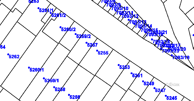 Parcela st. 5255 v KÚ Židenice, Katastrální mapa