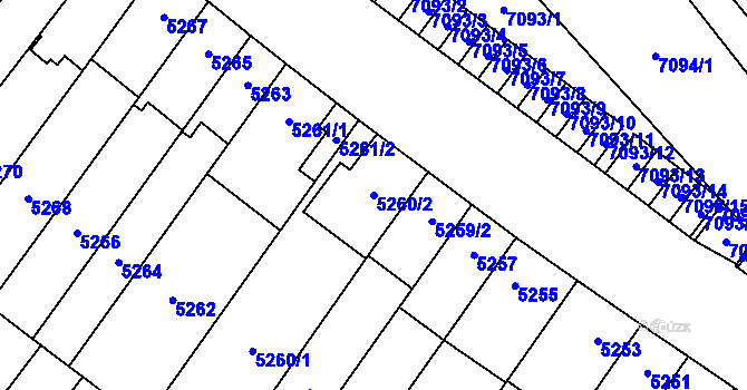 Parcela st. 5260/2 v KÚ Židenice, Katastrální mapa