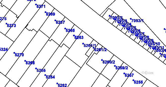 Parcela st. 5261/1 v KÚ Židenice, Katastrální mapa