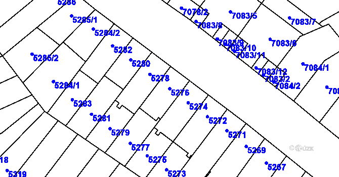 Parcela st. 5276 v KÚ Židenice, Katastrální mapa