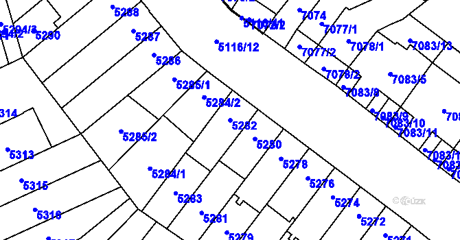 Parcela st. 5282 v KÚ Židenice, Katastrální mapa