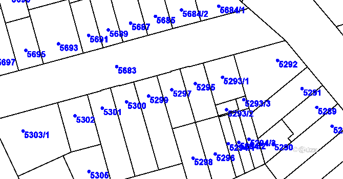 Parcela st. 5297 v KÚ Židenice, Katastrální mapa