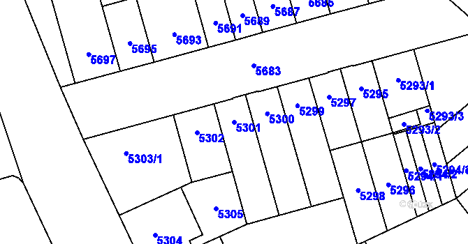 Parcela st. 5301 v KÚ Židenice, Katastrální mapa