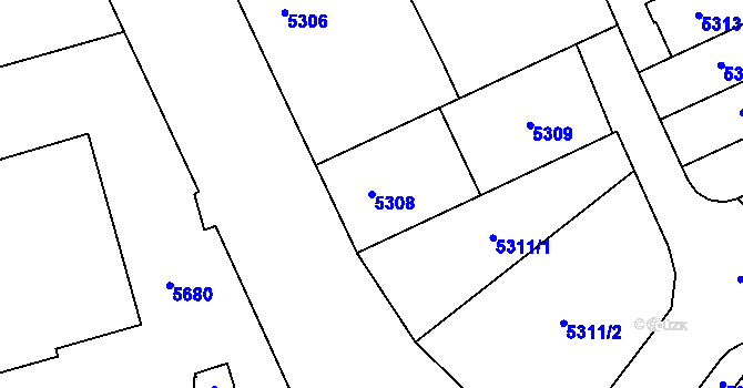 Parcela st. 5308 v KÚ Židenice, Katastrální mapa