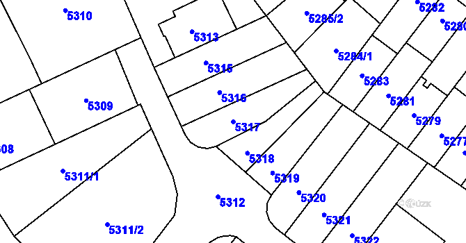 Parcela st. 5317 v KÚ Židenice, Katastrální mapa