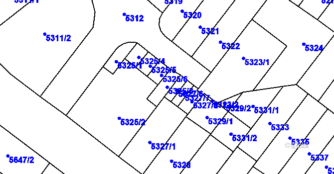 Parcela st. 5325/3 v KÚ Židenice, Katastrální mapa