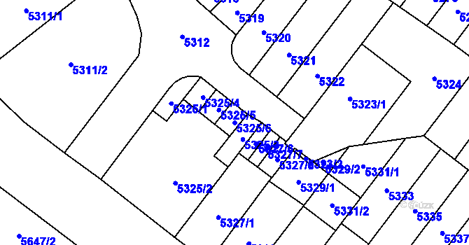 Parcela st. 5325/6 v KÚ Židenice, Katastrální mapa