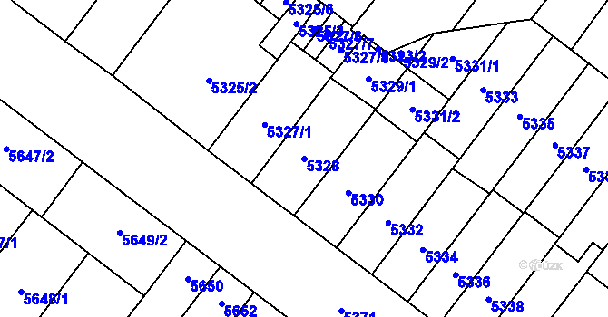Parcela st. 5328 v KÚ Židenice, Katastrální mapa
