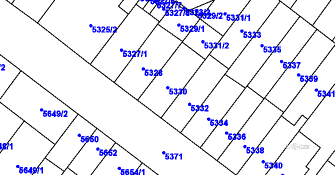 Parcela st. 5330 v KÚ Židenice, Katastrální mapa