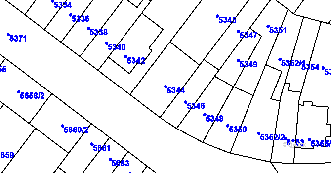 Parcela st. 5344 v KÚ Židenice, Katastrální mapa