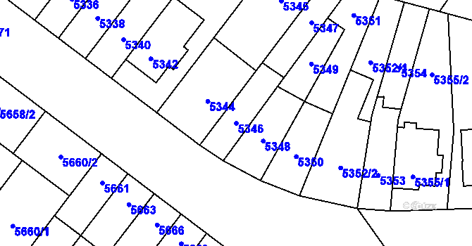 Parcela st. 5346 v KÚ Židenice, Katastrální mapa