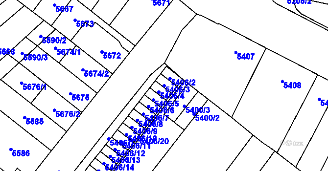 Parcela st. 5406/3 v KÚ Židenice, Katastrální mapa