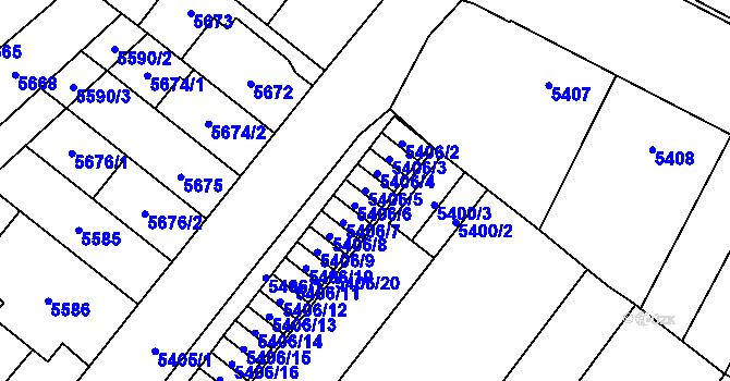 Parcela st. 5406/5 v KÚ Židenice, Katastrální mapa