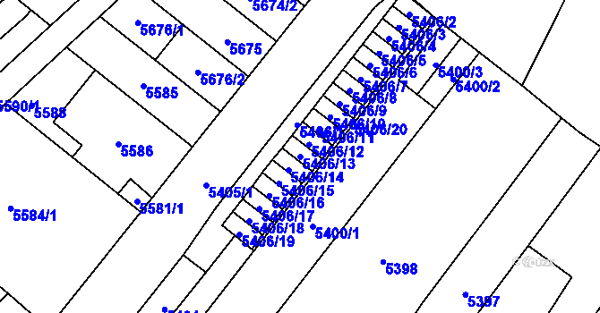 Parcela st. 5406/13 v KÚ Židenice, Katastrální mapa