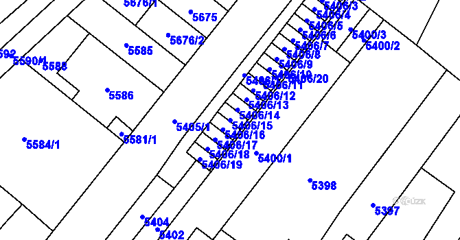 Parcela st. 5406/15 v KÚ Židenice, Katastrální mapa