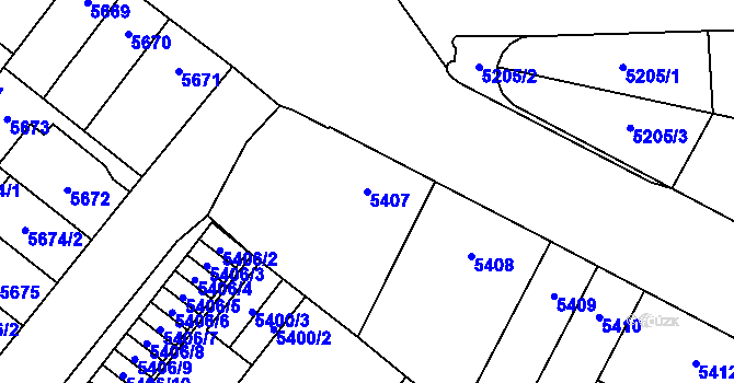 Parcela st. 5407 v KÚ Židenice, Katastrální mapa