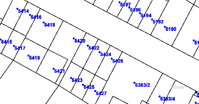 Parcela st. 5424 v KÚ Židenice, Katastrální mapa