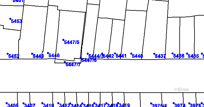Parcela st. 5442 v KÚ Židenice, Katastrální mapa