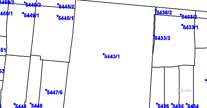 Parcela st. 5443/1 v KÚ Židenice, Katastrální mapa