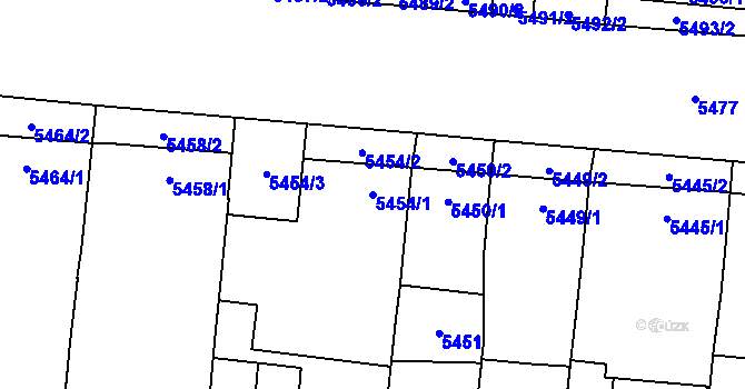 Parcela st. 5454/1 v KÚ Židenice, Katastrální mapa