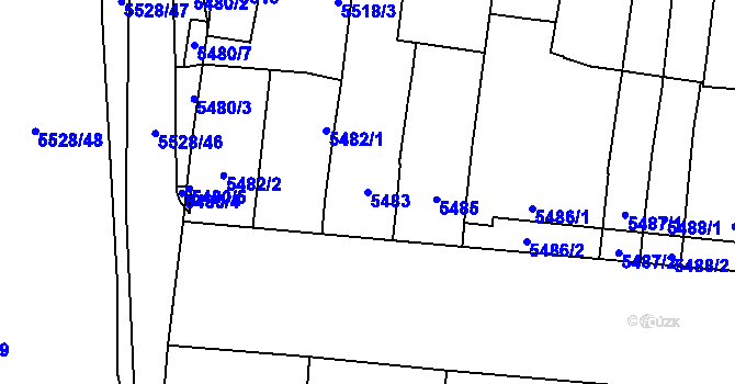 Parcela st. 5483 v KÚ Židenice, Katastrální mapa