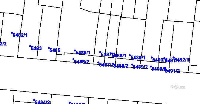 Parcela st. 5487/1 v KÚ Židenice, Katastrální mapa