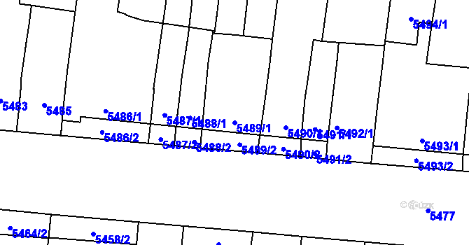 Parcela st. 5489/1 v KÚ Židenice, Katastrální mapa