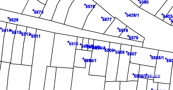 Parcela st. 5494/3 v KÚ Židenice, Katastrální mapa