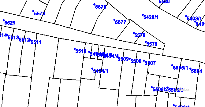 Parcela st. 5494/4 v KÚ Židenice, Katastrální mapa