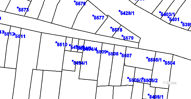 Parcela st. 5509 v KÚ Židenice, Katastrální mapa