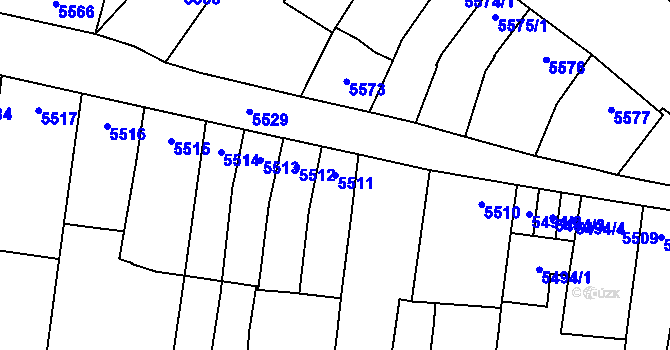 Parcela st. 5511 v KÚ Židenice, Katastrální mapa