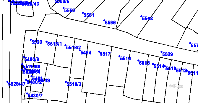Parcela st. 5517 v KÚ Židenice, Katastrální mapa