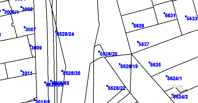Parcela st. 5528/20 v KÚ Židenice, Katastrální mapa
