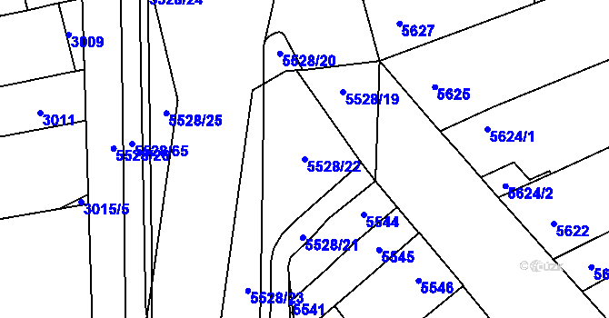 Parcela st. 5528/22 v KÚ Židenice, Katastrální mapa