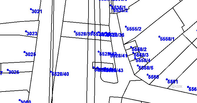 Parcela st. 5528/42 v KÚ Židenice, Katastrální mapa