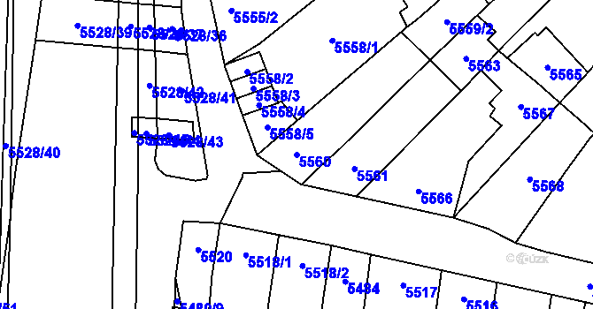 Parcela st. 5560 v KÚ Židenice, Katastrální mapa