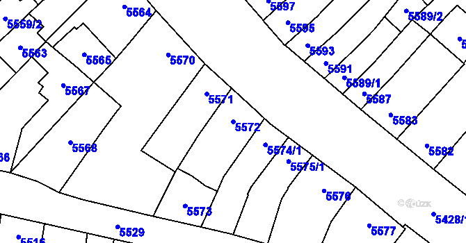 Parcela st. 5572 v KÚ Židenice, Katastrální mapa