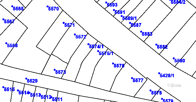 Parcela st. 5575/1 v KÚ Židenice, Katastrální mapa