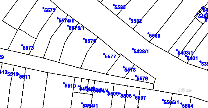 Parcela st. 5577 v KÚ Židenice, Katastrální mapa