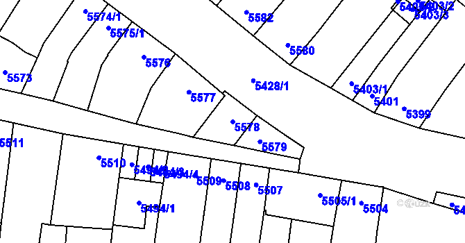 Parcela st. 5578 v KÚ Židenice, Katastrální mapa